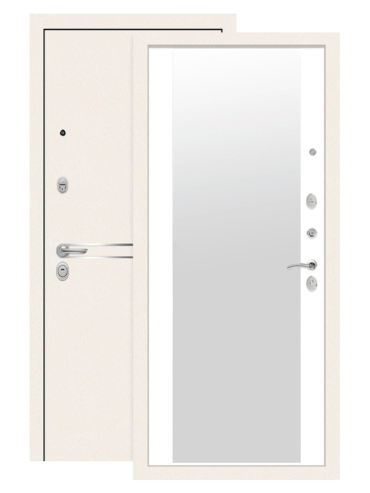 Входная дверь Лабиринт Лайн Вайт с зеркалом Белый софт